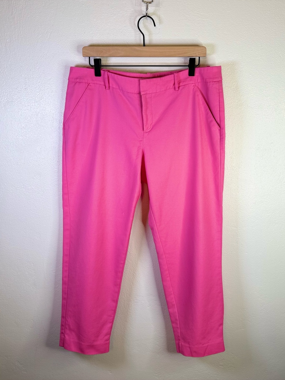 Merona Women's Hot Pink Mid Rise Tapered Ankle Pants Stretch Extensible Size 14